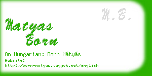 matyas born business card