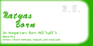 matyas born business card